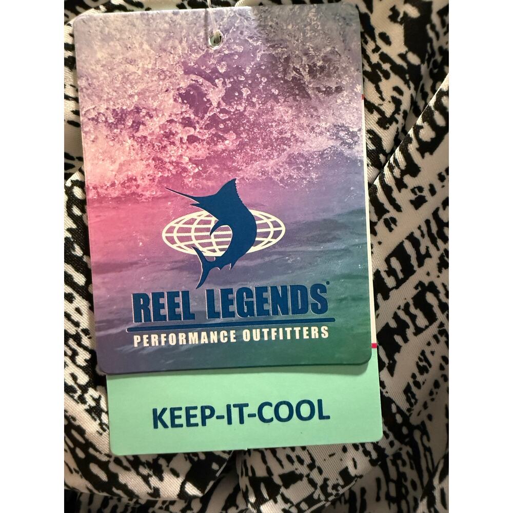 Reel Legends Keep It Cool Performance Dress, Black Textured Palms, Large, NWT - Picture 9 of 10